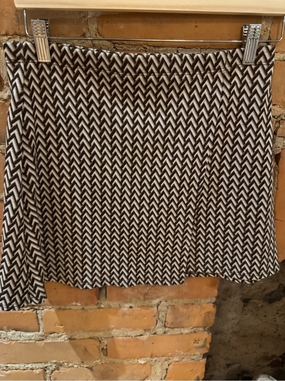 Simons Brown and White Chevron Knit Skirt